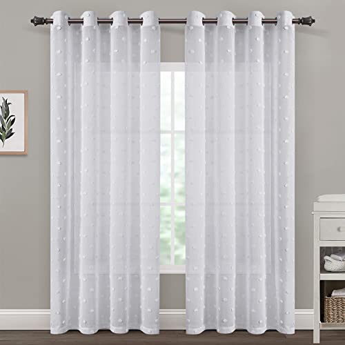 Joywell Gardinenschal Voile Transparent Gardinen mit Ösen Leinenstruktur Gardinen 2er Set Weiß Kinderzimmer Mädchen Stores Vorhänge Fertigsgardinen Weiß Vorhang Wohnzimmer Schlafzimmer BxH 140x225 cm Cover