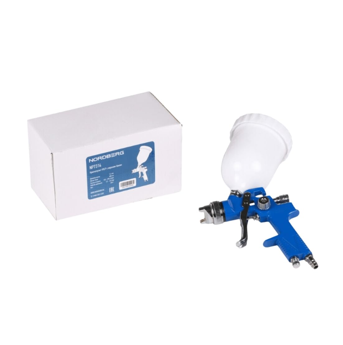 NORDBERGHVLP spray gun with top tank NP7314, 1.4 mm nozzle, 600 ml, 150-290 l/min, Automotive Basecoats, Clearcoats, Primers, Woodworking