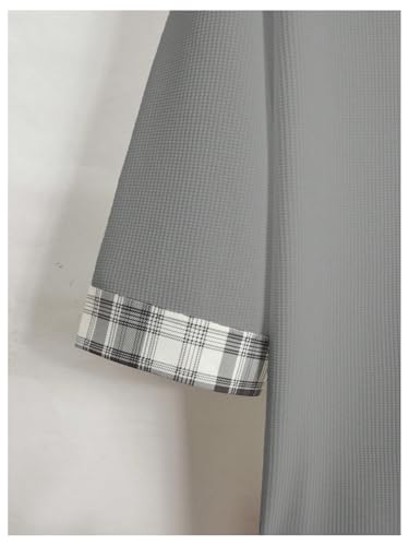 Image of OYOANGLE Men's Textured 3 /4 Sleeve Drop Shoulder T Shirt Loose Fit Plaid Cuff Tee Tops