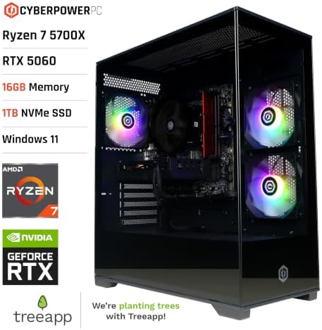 CyberPowerPC Wyvern gaming pc black with nvidia RTX 5060