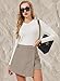 XinYangNi Women's Casual High Waisted Asymmetrical Hem A-line Plaid Dressy Wrap Skort Shorts Coffee and White Medium