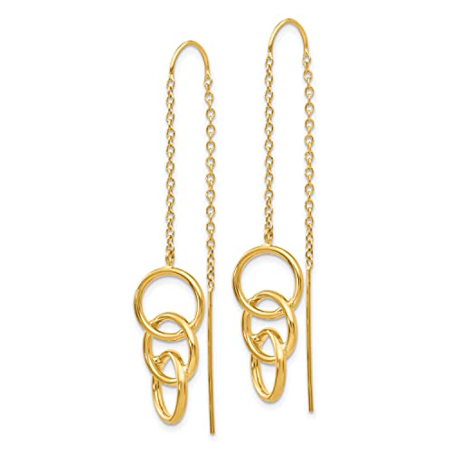 14K Gold Triple Circle Threader Earrings Jewelry2