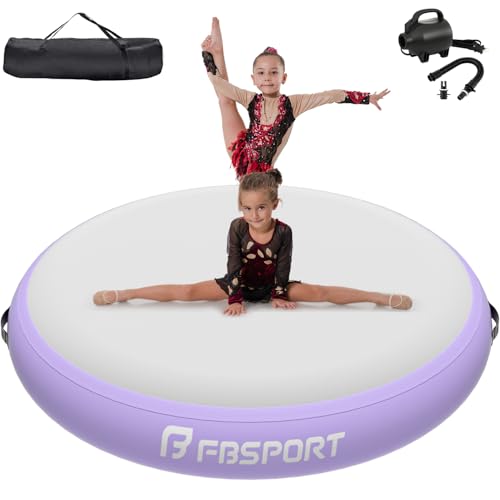 FBSPORT Airspot, 20CM Höhe Airtrack Matte, Durchmesser 100CM Aufblasbare Tumbling Matte, Trainingsmatte mit Pumpe, Aufblasbare Gymnastikmatte, Turnmatte