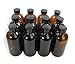 American Educational Glass Boston Round 8oz Amber Bottle with Cap (Pack of 12)