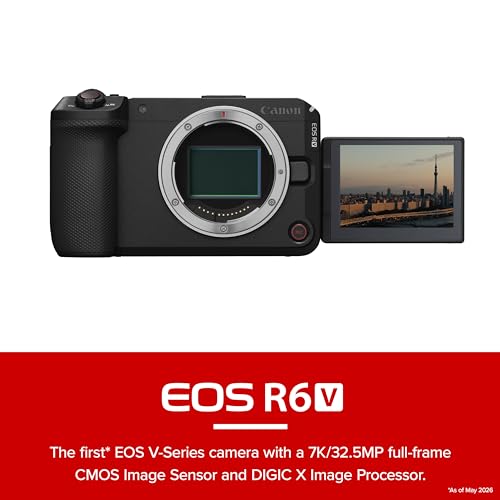Image of Canon EOS R6 V Mirrorless Camera Body, Full-Frame Sensor, 7K /4K Video, Vertical Video, Ultra-Wide Powered Zoom Lens, Open Gate 4K 120p Slow Motion, for Content Creators, Podcasts & Livestreams