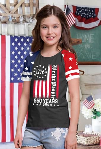 Image of Ithalt Boys Girls USA Shirts Kids 4th of July Shirts American Flag Tshirt Patriotic Top Independence Day Outfit 5-13y