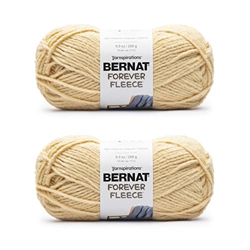 Image of Bernat Forever Fleece Chamomile Yarn - 2 Pack of 280g /9.9oz - Polyester - 6 Super Bulky - 194 Yards - Knitting /Crochet