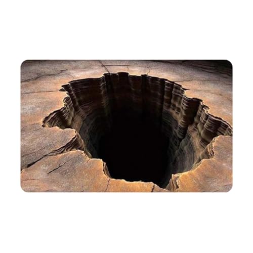 Nonslip Absorbent Entrance Floor Mat 3D Bottomless Hole Trap Optical Illusion Quick Drying Front Door Mat for Home Decors Indoor