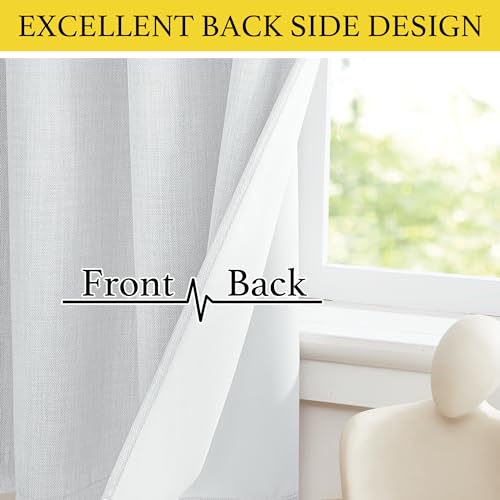 Image of NICETOWN Farmhouse Blackout Small Curtains - Thermal Insulated Grommet Curtain Valances Room Darkening for Kitchen Window Treatments Home Decor, 34 inch Wide x 30 inch Long, 1 Pair, Greyish White