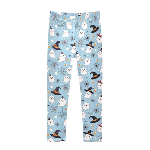 senya Girls Printed Leggings Yoga Pants Cute Ghost Hat Web Pattern for Kids in 4t to 10 Years, 4T