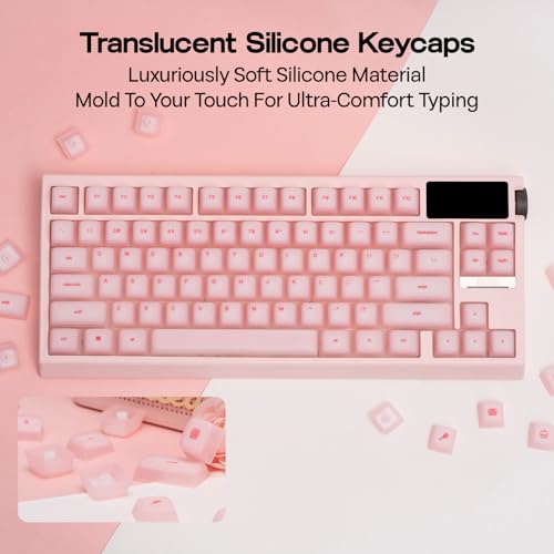 Image of EPOMAKER AegisSil Keycap Set, Silicone Material, Cherry Profile, 113 Keys, 65% /75% /96% /Full Size, Custom Keyboard Keycaps Set for Cherry MX, Kailh, Outemu, Gateron Mechanical Gaming Keyboard (Pink)