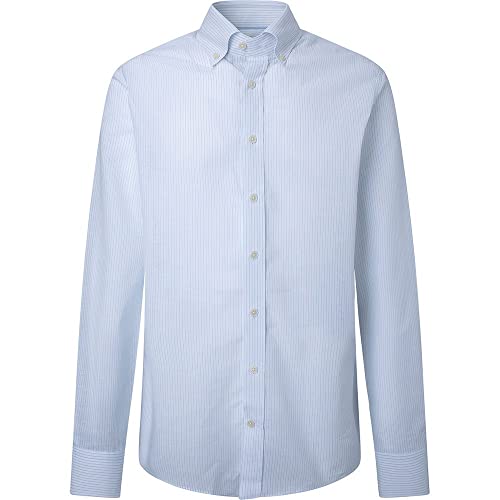 Hackett London Flamed Pinstripe, Camisa, Hombre, Blanco/Cielo, L