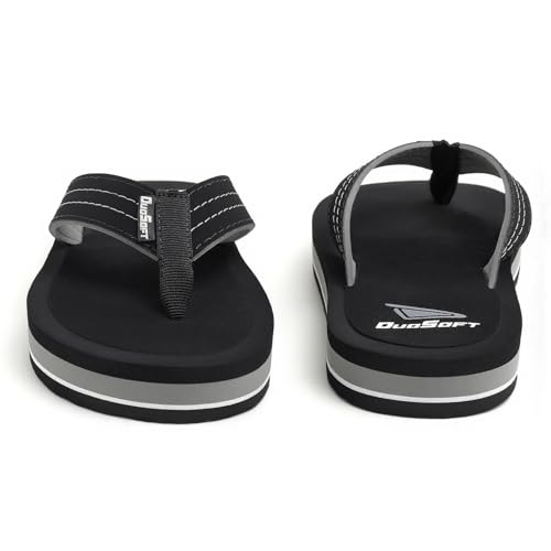 Image of Duosoft Men's Slipper Flip Flops, Brown, Anti-Skid Rubber Sole, Arch Support, Superior Shock Absorption, Super Soft