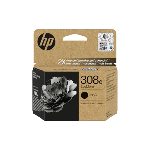 HP Cartucho de Tinta Original Series 6110, 6120, 6130, 6520, 6530 - Nº 308E Negro (1 Unidad) - Marca EAN: 0196786390579