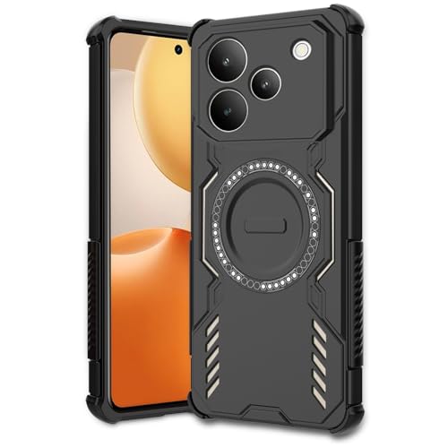 Image of AESTMO Back Case Cover for Realme P4 Pro 5G | Magnetic Case with Built-in Metal Ring | Compatible with MagSafe Accessories | Shockproof Hybrid (PC + TPU, Black)