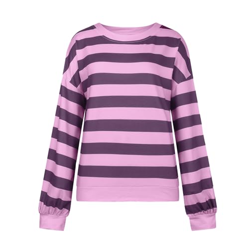 Sweat-shirt violet femme imprimé rayé coupe ample collection 2024 - 4