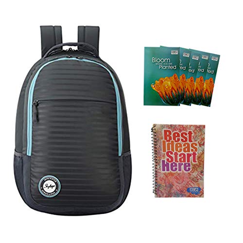 Basta Campus 01 SKYBAG Trendy Design 30L School/College Bag Combo with 1 Single Line Spiral Binding 200 Pages Notebook & 5 Register (108 Pages) ,-01 Set: 2 Compartments – Grey Basta Campus 01 SKYBAG Trendy Design 30L School/College Bag Combo with 1 Single Line Spiral Binding 200 Pages Notebook & 5 Register (108 Pages) ,-01 Set: 2 Compartments – Grey