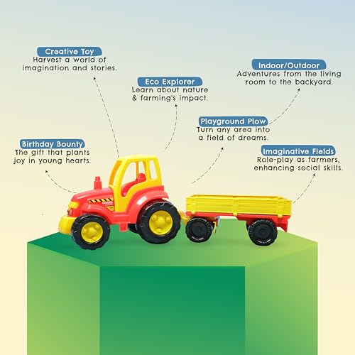 Image of Anand Tractor Trolley Toy for Kids Farm Vehicle with Trailer Trolley for Pretend Farming Play Durable Design for Boys and Girls Ages 3+