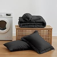 Love's cabin Twin Comforter Set Black, 5 Pieces Twin Bed in a Bag, All Season Bedding Sets with 1 Comforter, 1 Flat Sheet, 1 Fitted Sheet, 1 Pillowcase and 1 Pillow Sham — image 9