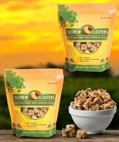 Kirkland Cashew Clusters with Almonds & Pumpkin Seeds, 2-Pack – 50% Cashews, Gluten-Free, Kosher, Crunchy Snack Mix, 64 oz Total