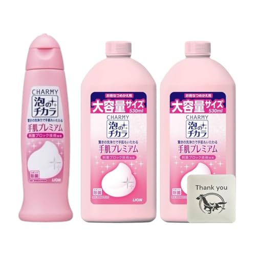 ライオン チャーミー 泡のチカラ 手肌プレミアム 食器用洗剤 本体 240ml 1個 + つめかえ用 大容量 530ml 2個セット + Kunutonnオリジナルロゴ入りeおまけ付