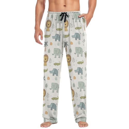 Men’s Cute Animal Pajama Pants with Pockets, Comfortable Lounge Sleep Bottoms#3593