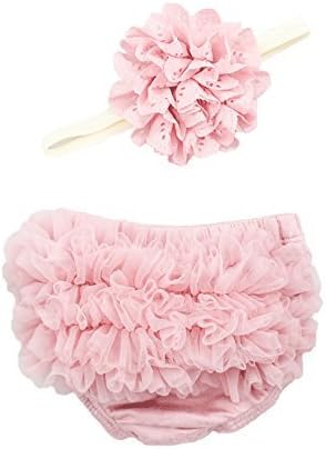 Couture FlowerMEG ORIGINAL Baby Girl Ruffle Bloomer & Lace Flower Headband Set (Mauve)