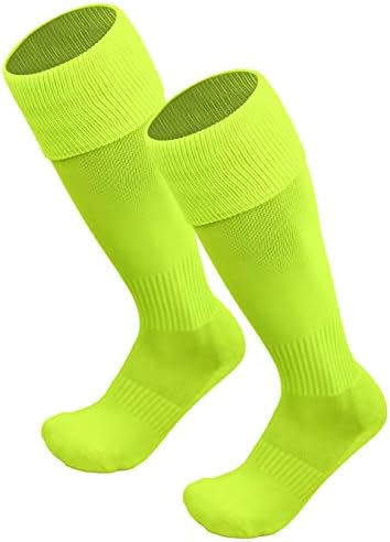 Just 4 Kicks Kid's Soccer Socks, Youth Solid Colors Soccer Socks (Neon Yellow)