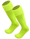 Just 4 Kicks Kid's Soccer Socks, Youth Solid Colors Soccer Socks (Neon Yellow)