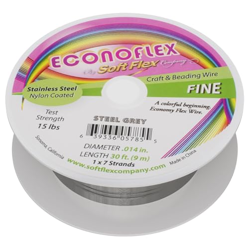 Soft Flex Econoflex Hobby Beading Wire - Fine Gauge 0.014-30 Feet No Lead Crafting Wire