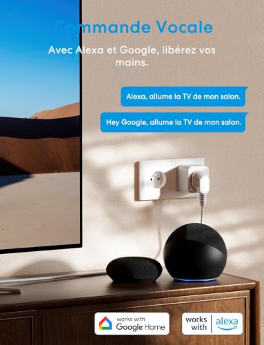 Meross Prise Connectée (Type E), 16A Prise WiFi Compatible avec Alexa et Google Home, Prise Consommation Électrique Intelligente avec Commande Vocale, Contrôle à Distance et Configuration Bluetooth – vue 6