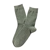 KOqwez33 1 Pair Male Solid Color Cotton Ribbed Flexible Middle Pipe Crew Army Green