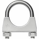 TOTALFLOW Natural Finish 1.5" TF-U150 304 Stainless Steel Saddle U-Bolt Exhaust Muffler Clamp-1.5 In