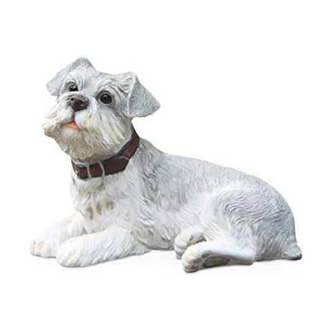 WSJF Craft Desktop Figurine For Home Office Living Room Statue Ornaments Sculptures Schnauzer Dog Kneeling Dog Simulation Animal Model Car Crafts Ornaments Collection Cover