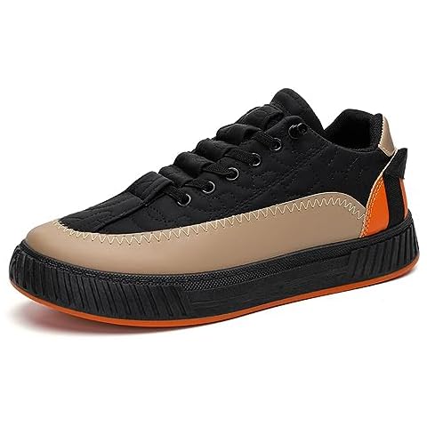 Skate Shoes for Men Lace Up Canvas Shoes Non Slip Comfortable Walking Sneakers Black Cover
