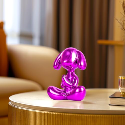 Estatua de Perro Globo en Pose de Meditación Morada miniatura 7