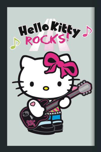 Empire Merchandising 538048 tryckt spegel med plastram med träeffekt med Hello Kitty Rock 20 x 30 cm