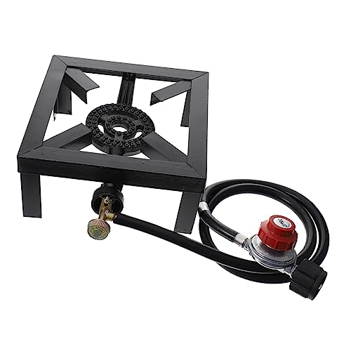 YARNOW Horno estufa de gas hornillos portatiles de gas Fogón resistente quemador de propano parrilla de gas portatil quemador aire libre estufa de camping hierro fundido Black