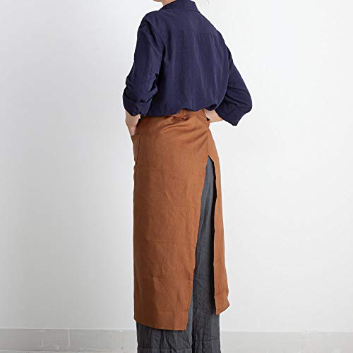 Atlinia Linen Apron Chef Apron Half Waist Apron With 2 Pockets Bistro Cafe Brown Apron #TOP2