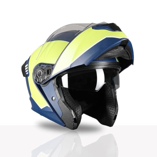 Image of TVS Racing SuperPose Smoked Dual Visor Flip Up Modular Helmet for Men and Women, ISI DOT Certified, ABS Shell, Quick Release Visor, Lightweight, Ventilated, Open Face to Full Face