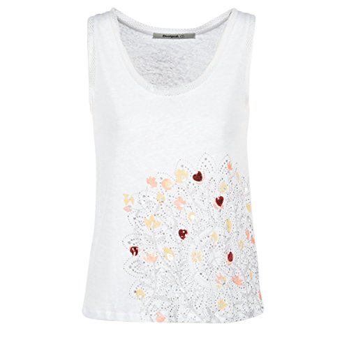 Desigual Damen Top TS_LAS, Weiß (Blanco 1000), Gr. X-Small (Herstellergröße: Small)