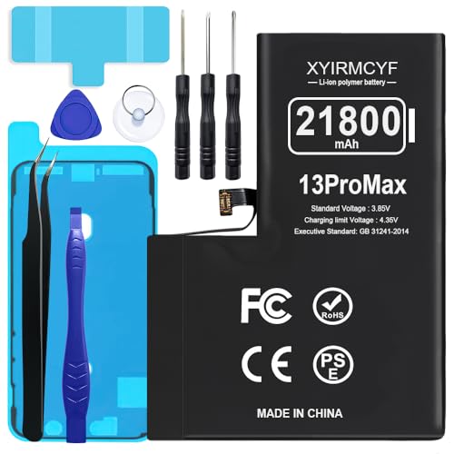 XYIRMCYF 21800mAh Super Capacity Battery Compatible with iPhone 13 Pro Max 0 Cycle Li-Polymer Replacement Battery for iPhone 13 Pro Max with Professional Repair Tool Kit