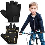 RIGWARL Kids Bike Gloves for Age 2-9, Fingerless Gloves Kids with Protective Cushion, Adjustable Workout Glove for Cycling Fishing Scooter