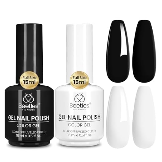 Beetles Gel Nail Polish Kit- 2 Pcs 15ml Black White Colors Gel Polish Set Soak Off Led Nail Gel Polish Nail Art Manicure Salon Diy at Home Design Decorations