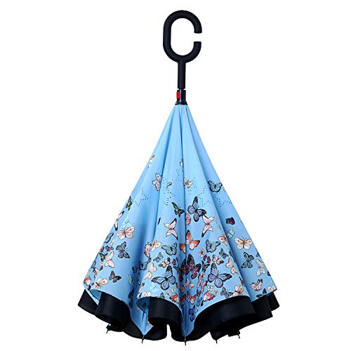 image for Owen Kyne Windproof Double Layer Folding Inverted Umbrella, Self Stand