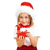 YUNISS 1 PCS Red Christmas Hat for Kids Boy Girls,Unisex Velvet Classic Xmas Holiday Santa Hat for Christmas