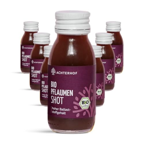 Bio Pflaumen Shot 7 x 60ml | mit 70% Trockenpflaumensaft | hoher Ballastsoffgehalt | trinkfertig | ohne künstliche Zusätze | Achterhof