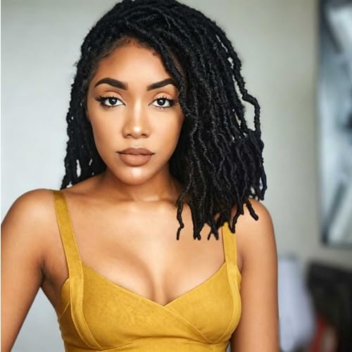 8 Packs Short Faux Locs Crochet Braids 12 Inch Soft Locs Crochet Hair for Butterfly Locs Distressed Locs Hair for Women (12 Inch(Pack of 8) 1B)
