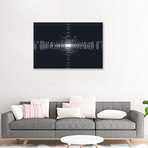 Toile géométrie sombre et art mural abstrait avec châssis - 4
