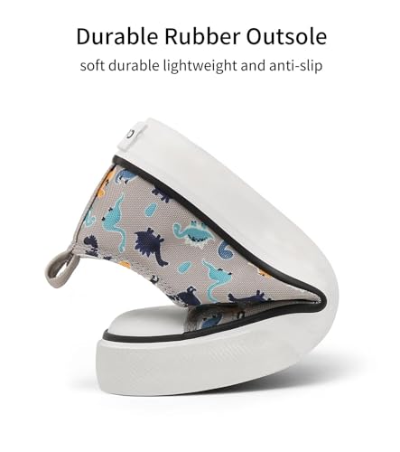 Image of Toddler Boys Dinosaur Canvas Sneaker Adjustable Strap Grey